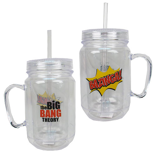 The Big Bang Theory Bazinga Clear Mason-Style Plastic Jar with Lid and Handle